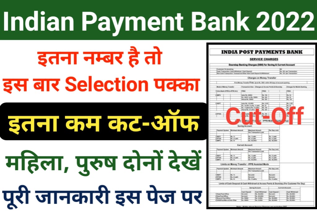 Indian Post Payment Bank Cut Off 2022 : इंडियन पोस्ट पेमेंट बैंक कटऑफइस बार इतना कम हो जाएगा!!!
